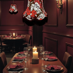 Gothic Skulls and Roses Black Fabric Lampshades