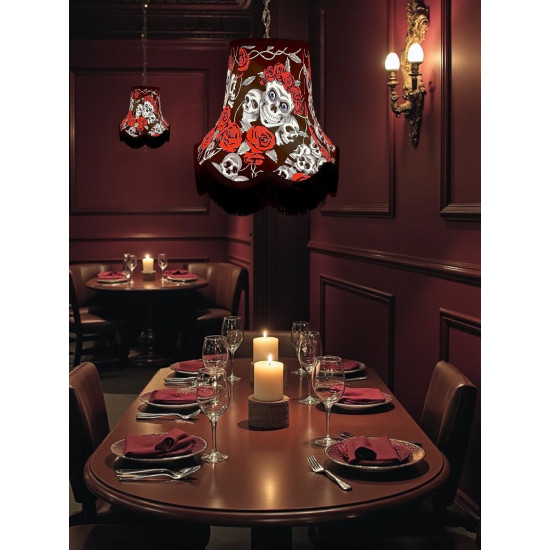 Gothic Skulls and Roses Black Fabric Lampshades
