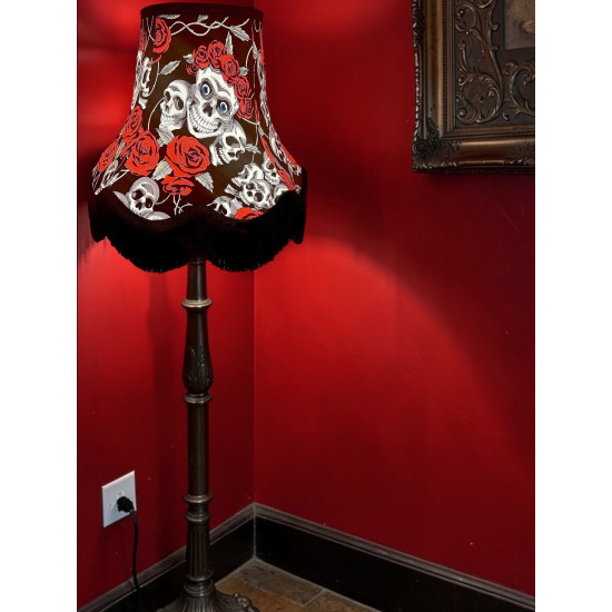 Gothic Skulls and Roses Black Fabric Lampshades