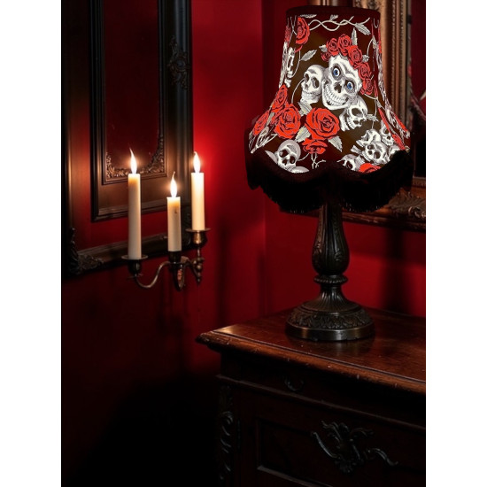 Gothic Skulls and Roses Black Fabric Lampshades