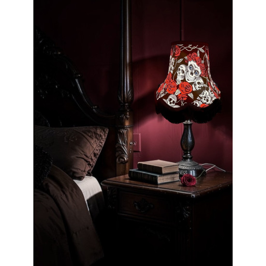 Gothic Skulls and Roses Black Fabric Lampshades