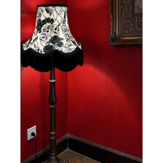 Gothic Skulls and Roses White Fabric Lampshades