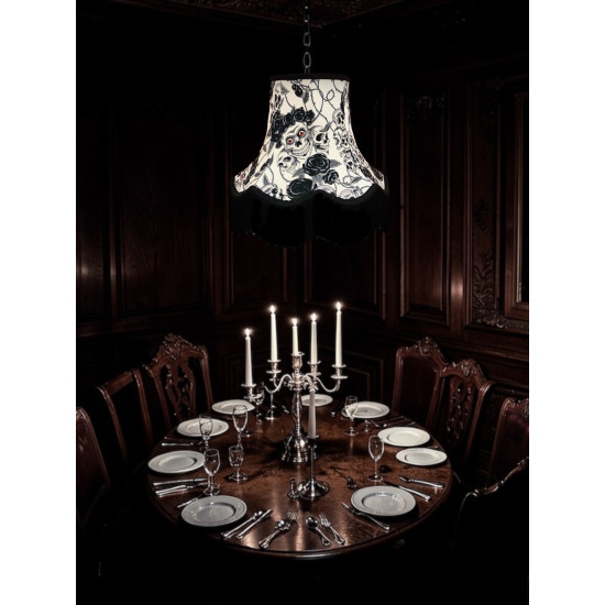 Gothic Skulls and Roses White Fabric Lampshades