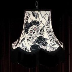 Gothic Skulls and Roses White Fabric Lampshades