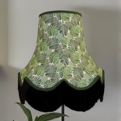 Botanical Palm Leaf Fabric Scalloped Bottom Lampshades