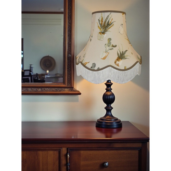 Cactus Taupe Fabric Scalloped Lampshades