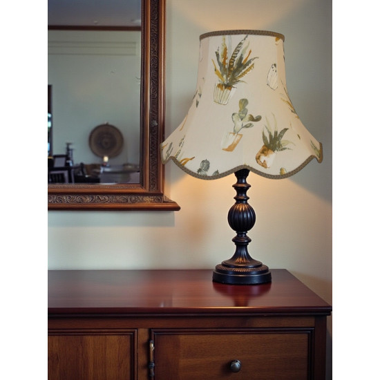 Cactus Taupe Modern Fabric Scalloped Lampshades