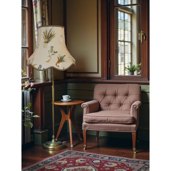 Cactus Taupe Modern Fabric Scalloped Lampshades