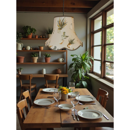 Cactus Taupe Modern Fabric Scalloped Lampshades
