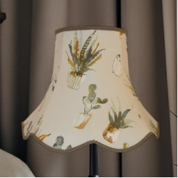 Cactus Taupe Modern Fabric Scalloped Lampshades