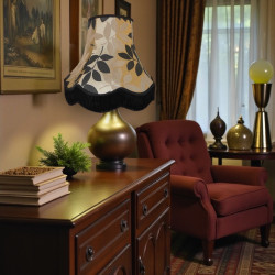 Gold and Black Leaf Fabric Lampshades