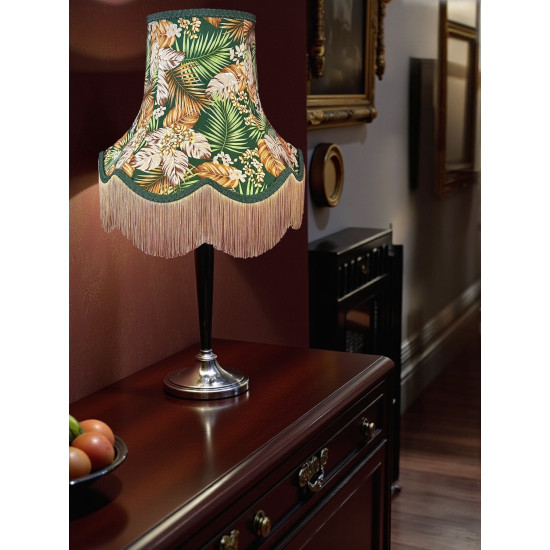 Green Tropical Palm Leaf Fabric Scalloped Bottom Lampshade
