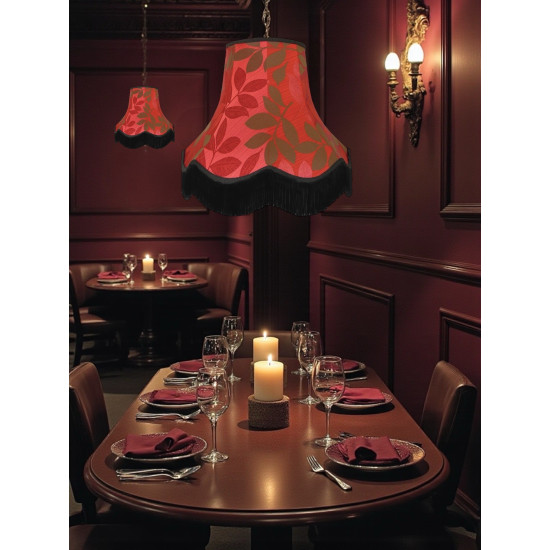 Rouge Red and Brown Leaf Single Fabric Lampshades