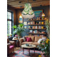 Cream Tropical Palm Leaf Scalloped Fabric Lampshade