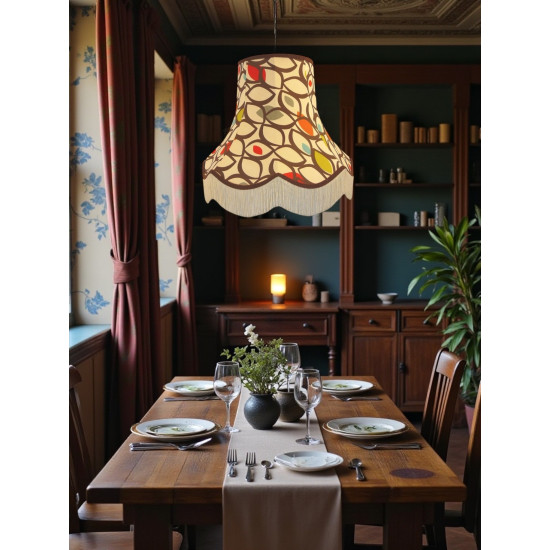 Cedar Cinnamon Fabric Scalloped Lampshades