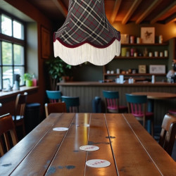 Grey and Red Tartan Fabric Lampshades