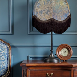 Paisley Jacquard Aqua Blue and Black Dome Lampshade