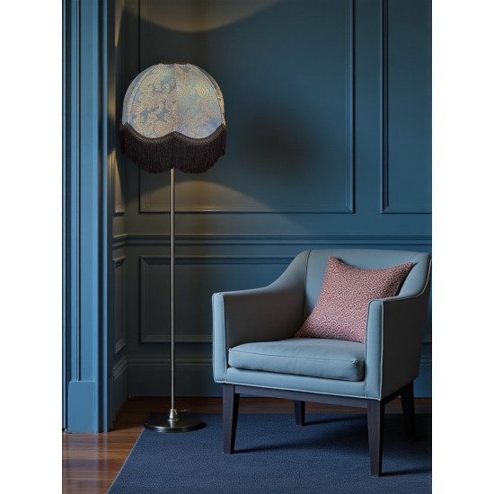 Paisley Jacquard Aqua Blue and Black Dome Lampshade