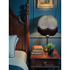Paisley Jacquard Aqua Blue and Black Dome Lampshade