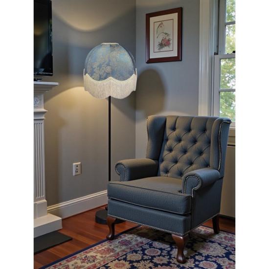 Paisley Jacquard Aqua Blue and Cream Dome Lampshade