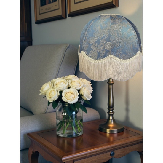 Paisley Jacquard Aqua Blue and Cream Dome Lampshade