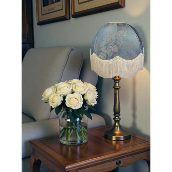 Paisley Jacquard Aqua Blue and Cream Dome Lampshade