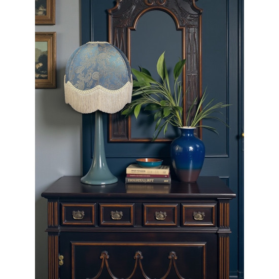 Paisley Jacquard Aqua Blue and Cream Dome Lampshade