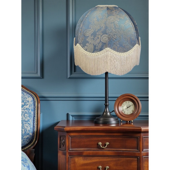 Paisley Jacquard Aqua Blue and Cream Dome Lampshade