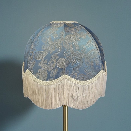 Paisley Jacquard Aqua Blue and Cream Dome Lampshade