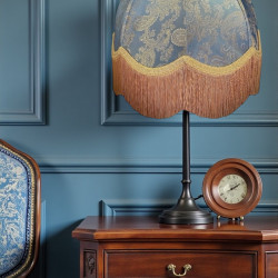 Paisley Jacquard Aqua Blue and Gold Dome Lampshade
