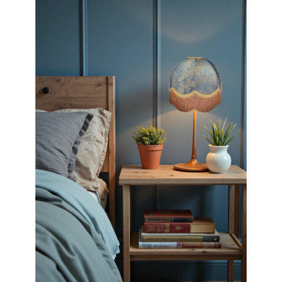 Paisley Jacquard Aqua Blue and Gold Dome Lampshade