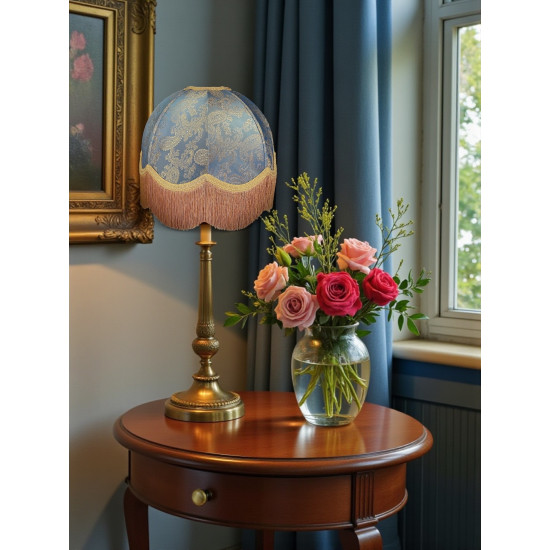 Paisley Jacquard Aqua Blue and Gold Dome Lampshade
