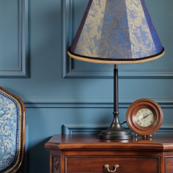 Paisley Jacquard Aqua Blue and Black Fabric Tapered Empire Lampshade