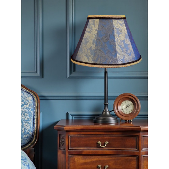 Paisley Jacquard Aqua Blue and Black Fabric Tapered Empire Lampshade