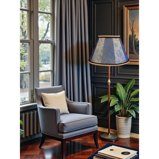 Paisley Jacquard Aqua Blue and Black Fabric Tapered Empire Lampshade