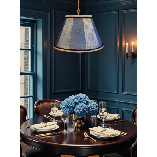 Paisley Jacquard Aqua Blue and Black Fabric Tapered Empire Lampshade