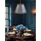 Paisley Jacquard Aqua Blue and Black Fabric Tapered Empire Lampshade