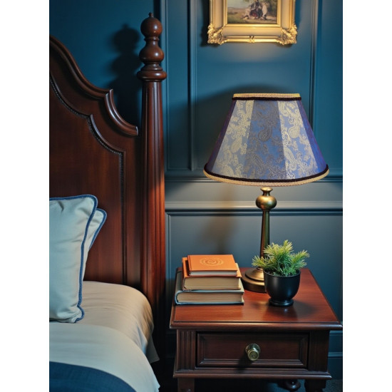 Paisley Jacquard Aqua Blue and Black Fabric Tapered Empire Lampshade