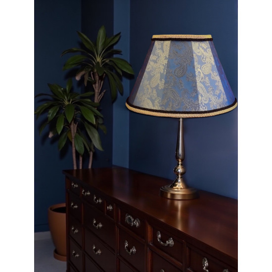 Paisley Jacquard Aqua Blue and Black Fabric Tapered Empire Lampshade