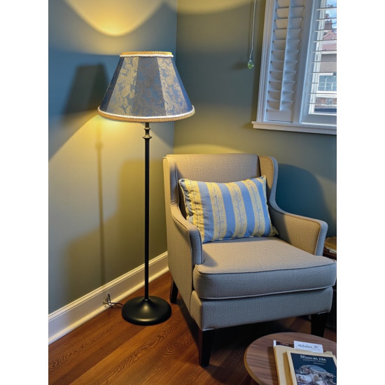 Paisley Jacquard Aqua Blue and Cream Fabric Tapered Empire Lampshade