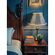 Paisley Jacquard Aqua Blue and Cream Fabric Tapered Empire Lampshade