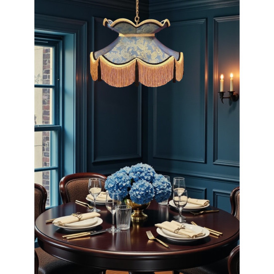 Paisley Jacquard Aqua Blue and Black Victorian Lampshade