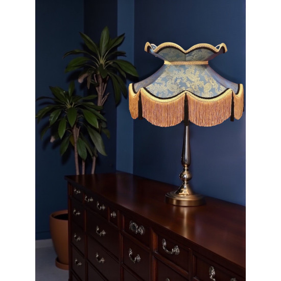 Paisley Jacquard Aqua Blue and Black Victorian Lampshade