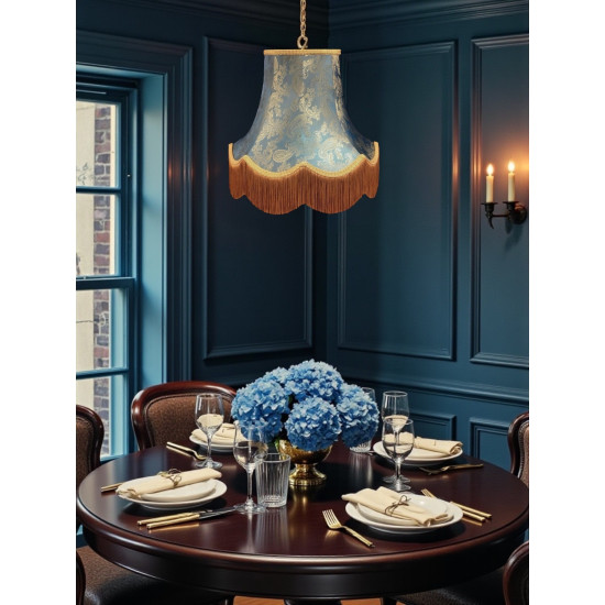 Paisley Jacquard Aqua Blue and Gold Lampshade