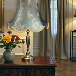 Paisley Jacquard Aqua Blue and Gold Modern Lampshade