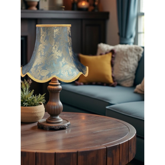 Paisley Jacquard Aqua Blue and Gold Modern Lampshade