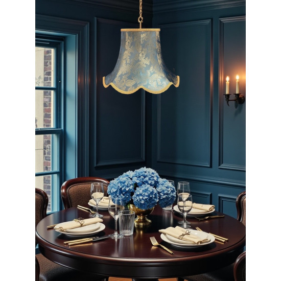 Paisley Jacquard Aqua Blue and Gold Modern Lampshade