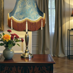 Paisley Jacquard Aqua Blue and Cream Lampshade