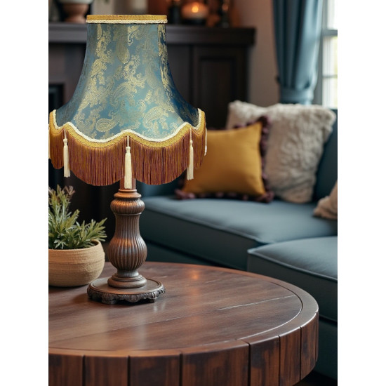 Paisley Jacquard Aqua Blue and Cream Lampshade