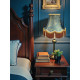 Paisley Jacquard Aqua Blue and Cream Lampshade